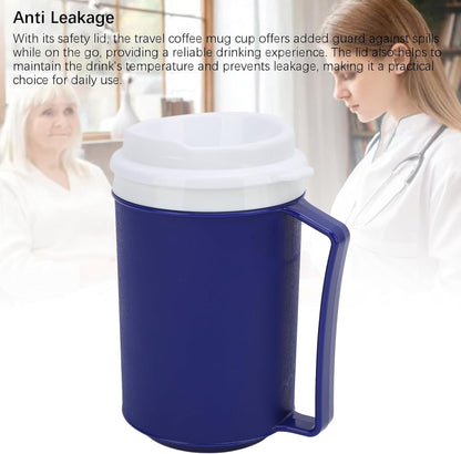 Coffee Mug, Vacuum Insulated Camping Mug with Lid & Comfy Handle, Leak Proof Hot and Cold Thermal Coffee Tumbler for Home and Office, Travel, Picnic, Hiking, Navy Blue