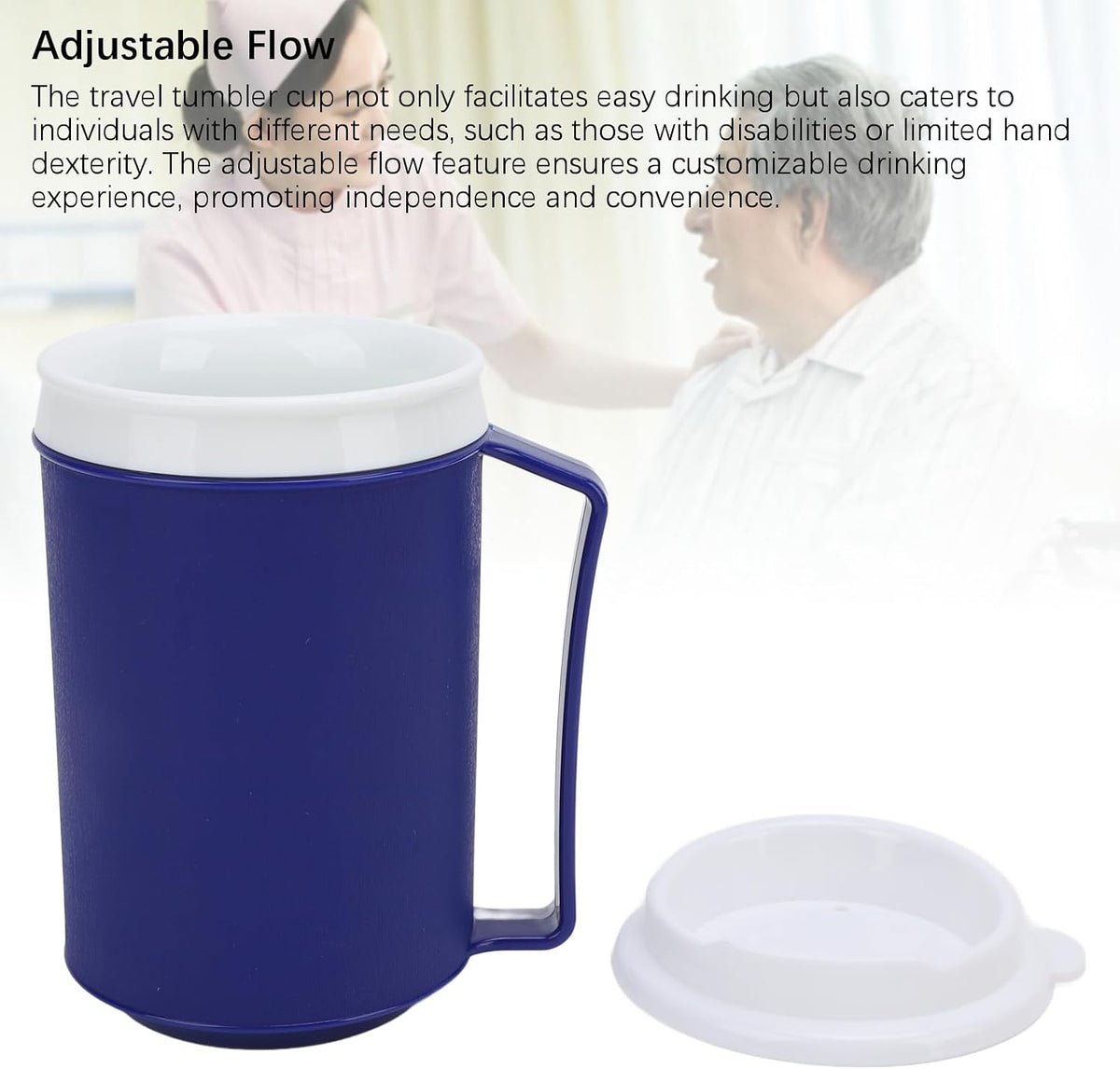 Coffee Mug, Vacuum Insulated Camping Mug with Lid & Comfy Handle, Leak Proof Hot and Cold Thermal Coffee Tumbler for Home and Office, Travel, Picnic, Hiking, Navy Blue