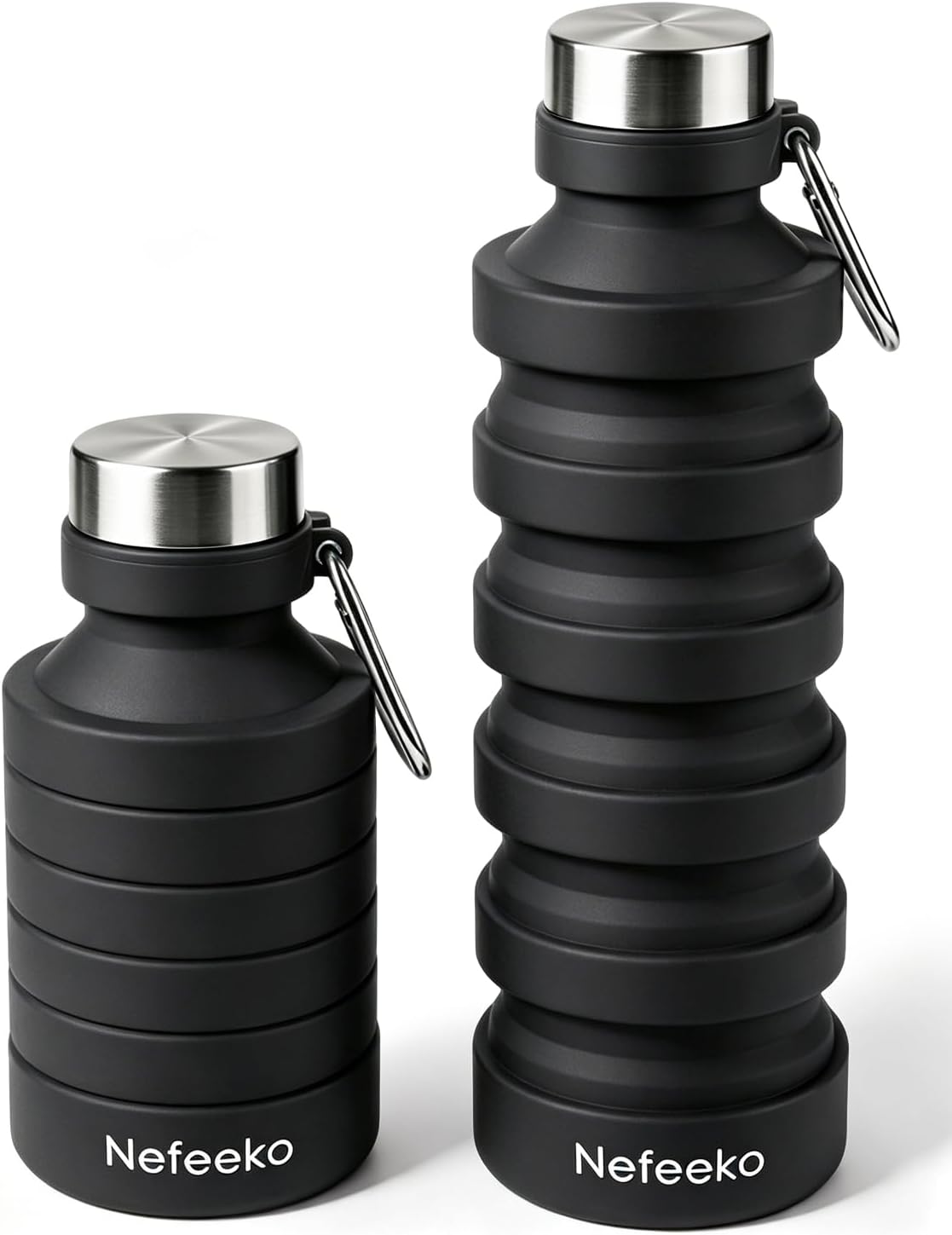 Collapsible Water Bottle, 27oz Reuseable BPA Free Silicone Foldable Portable Leak Proof Sports Water Bottle with Carabiner for Travel Gym Camping Hiking