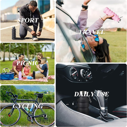 Collapsible Water Bottle, 27oz Reuseable BPA Free Silicone Foldable Portable Leak Proof Sports Water Bottle with Carabiner for Travel Gym Camping Hiking