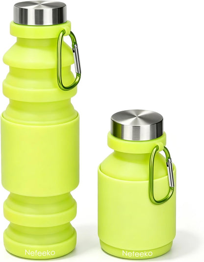 Collapsible Water Bottle, 27oz Reuseable BPA Free Silicone Foldable Portable Leak Proof Sports Water Bottle with Carabiner for Travel Gym Camping Hiking