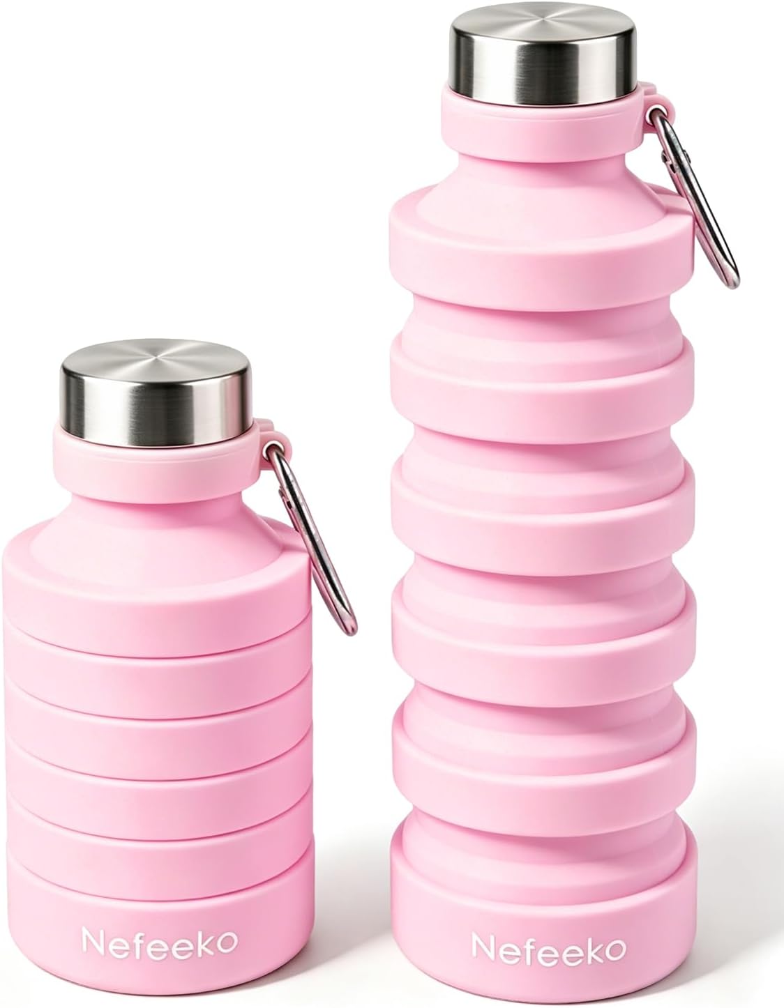 Collapsible Water Bottle, 27oz Reuseable BPA Free Silicone Foldable Portable Leak Proof Sports Water Bottle with Carabiner for Travel Gym Camping Hiking
