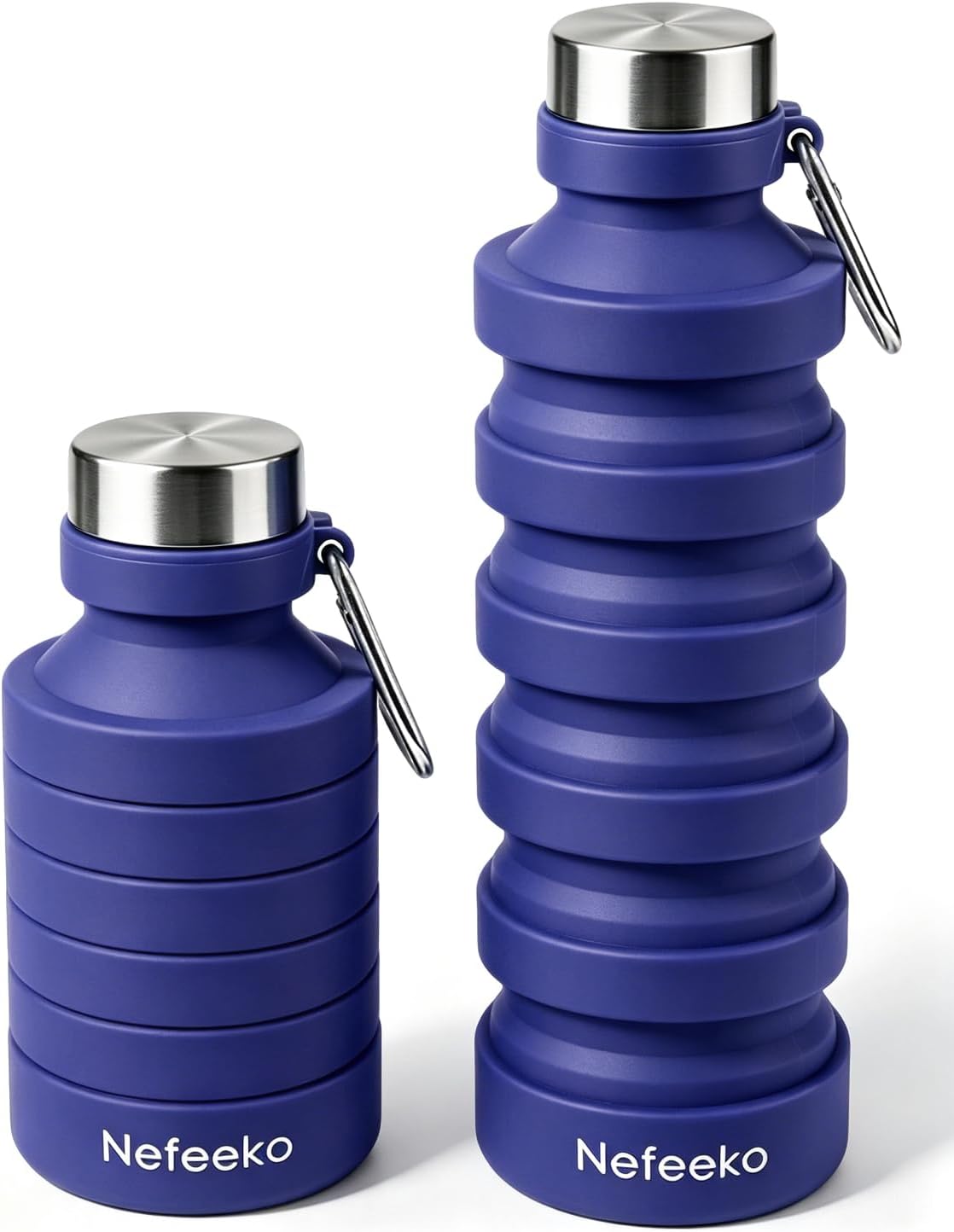 Collapsible Water Bottle, 27oz Reuseable BPA Free Silicone Foldable Portable Leak Proof Sports Water Bottle with Carabiner for Travel Gym Camping Hiking