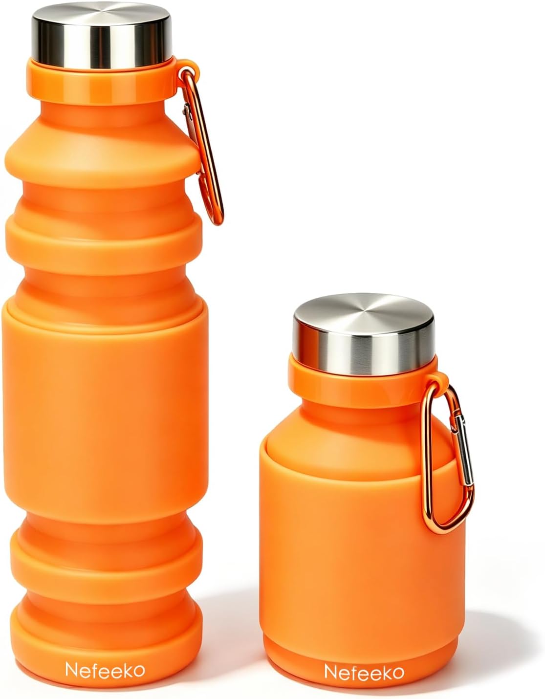 Collapsible Water Bottle, 27oz Reuseable BPA Free Silicone Foldable Portable Leak Proof Sports Water Bottle with Carabiner for Travel Gym Camping Hiking