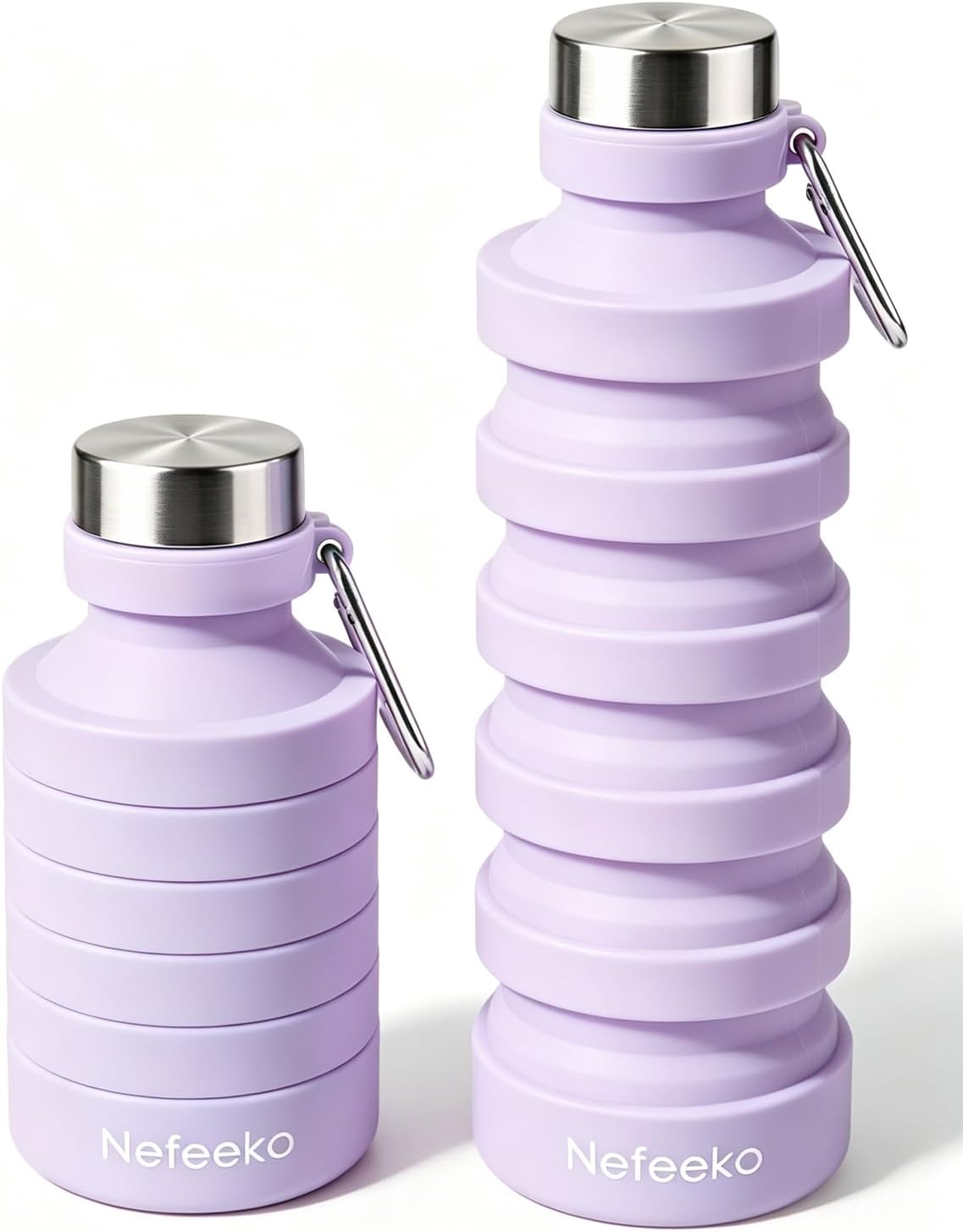Collapsible Water Bottle, 27oz Reuseable BPA Free Silicone Foldable Portable Leak Proof Sports Water Bottle with Carabiner for Travel Gym Camping Hiking