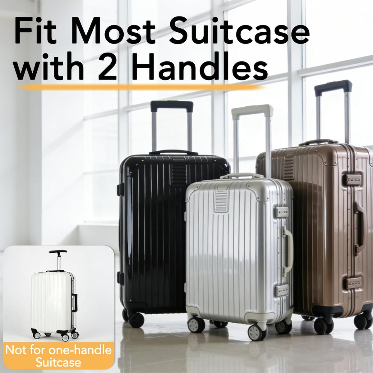 Luggage Travel Cup Holder Free Hand Drink Carrier - Hold Two Coffee Mugs - Fits Roll on Suitcase Handles - Gifts for Flight Attendants Travelers Accessories Carbon Black