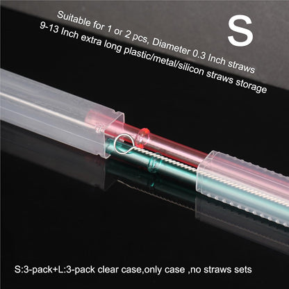 Plastic Straw Carrying Case,3Packs Reusable Collapsible Boxes for 9-13 Inch Straight Drinking Straws Storage Perfect for Travel, Gifts.