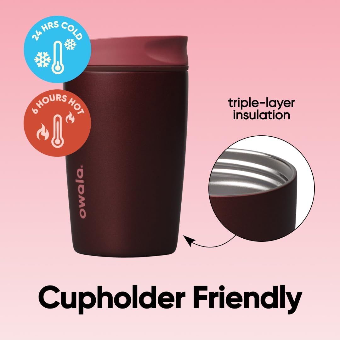 SmoothSip Slider Insulated Stainless Steel Coffee Tumbler, Reusable Iced Coffee Cup, Hot Coffee Travel Mug, BPA Free 12 oz, Peachy Keen