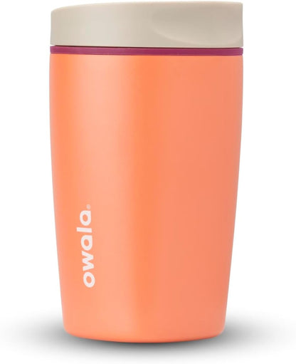 SmoothSip Slider Insulated Stainless Steel Coffee Tumbler, Reusable Iced Coffee Cup, Hot Coffee Travel Mug, BPA Free 12 oz, Peachy Keen