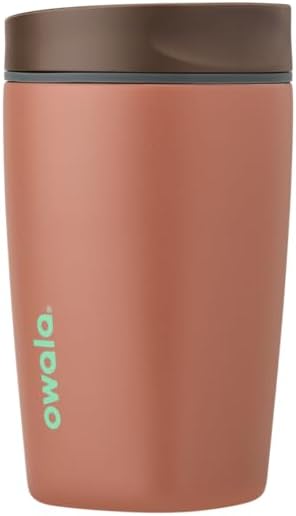 SmoothSip Slider Insulated Stainless Steel Coffee Tumbler, Reusable Iced Coffee Cup, Hot Coffee Travel Mug, BPA Free 12 oz, Peachy Keen