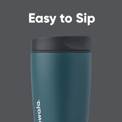 SmoothSip Slider Insulated Stainless Steel Coffee Tumbler, Reusable Iced Coffee Cup, Hot Coffee Travel Mug, BPA Free 12 oz, Peachy Keen