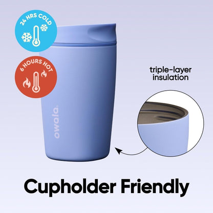 SmoothSip Slider Insulated Stainless Steel Coffee Tumbler, Reusable Iced Coffee Cup, Hot Coffee Travel Mug, BPA Free 12 oz, Peachy Keen