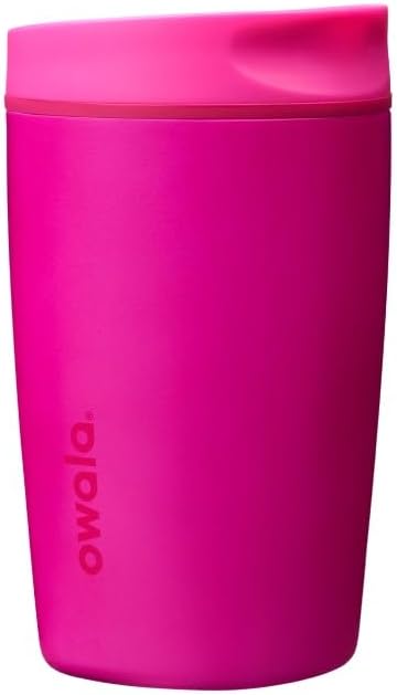 SmoothSip Slider Insulated Stainless Steel Coffee Tumbler, Reusable Iced Coffee Cup, Hot Coffee Travel Mug, BPA Free 12 oz, Peachy Keen