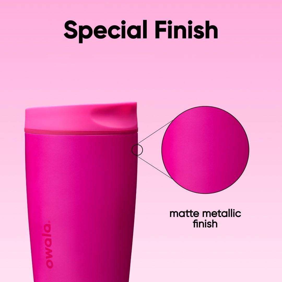 SmoothSip Slider Insulated Stainless Steel Coffee Tumbler, Reusable Iced Coffee Cup, Hot Coffee Travel Mug, BPA Free 12 oz, Peachy Keen