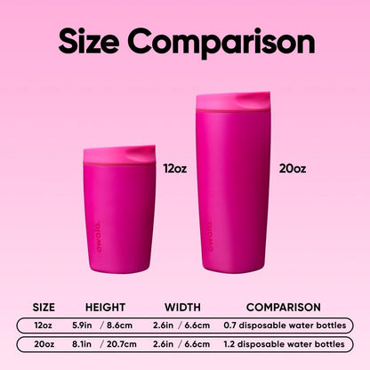 SmoothSip Slider Insulated Stainless Steel Coffee Tumbler, Reusable Iced Coffee Cup, Hot Coffee Travel Mug, BPA Free 12 oz, Peachy Keen