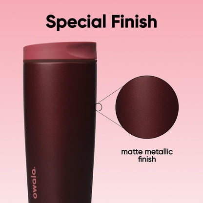 SmoothSip Slider Insulated Stainless Steel Coffee Tumbler, Reusable Iced Coffee Cup, Hot Coffee Travel Mug, BPA Free 12 oz, Peachy Keen