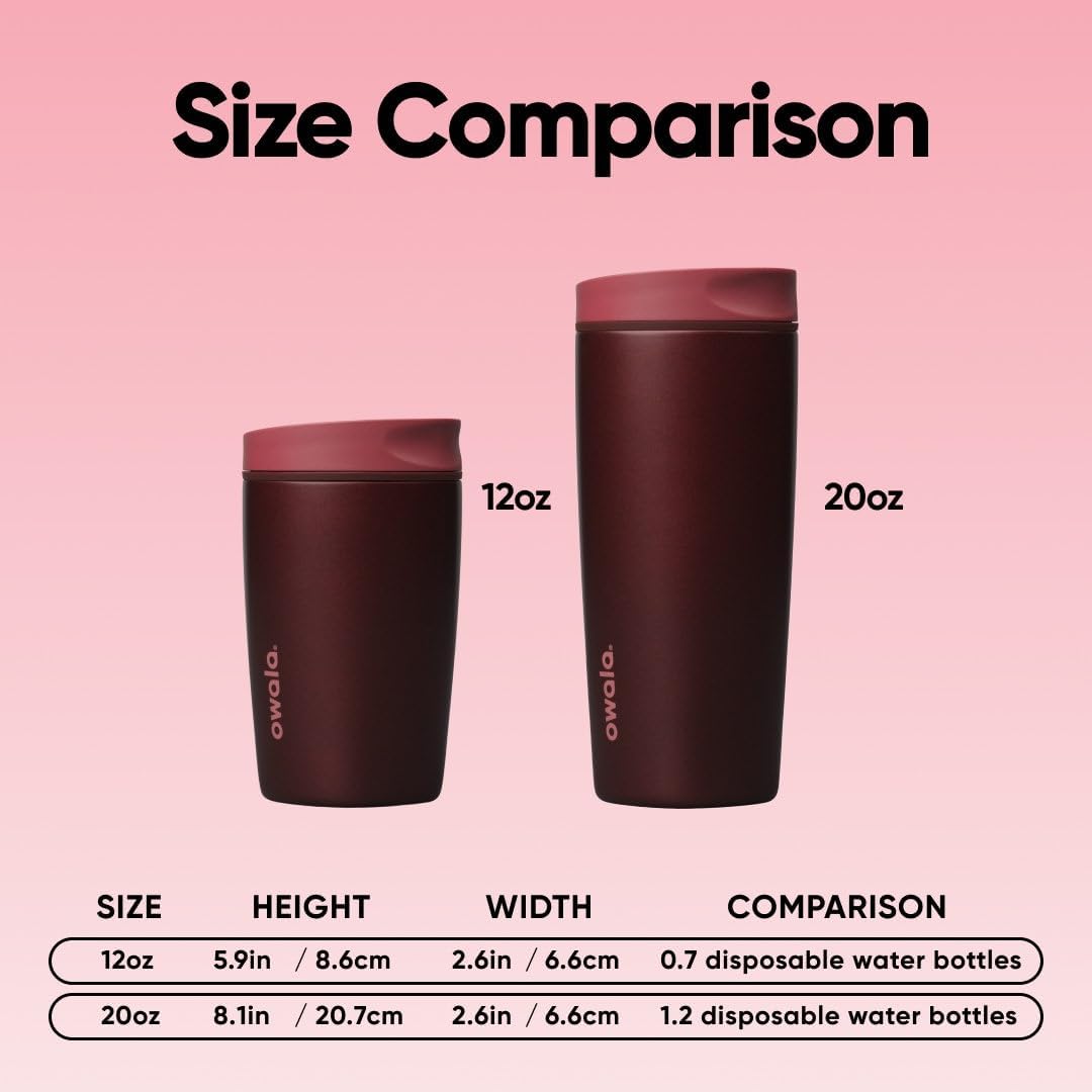SmoothSip Slider Insulated Stainless Steel Coffee Tumbler, Reusable Iced Coffee Cup, Hot Coffee Travel Mug, BPA Free 12 oz, Peachy Keen