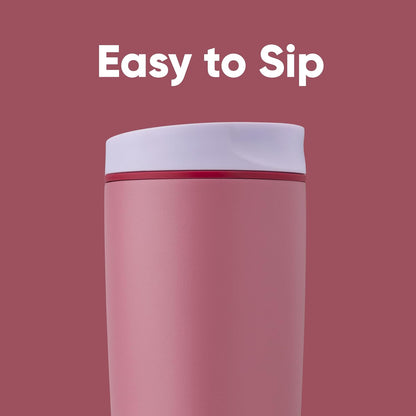SmoothSip Slider Insulated Stainless Steel Coffee Tumbler, Reusable Iced Coffee Cup, Hot Coffee Travel Mug, BPA Free 12 oz, Peachy Keen