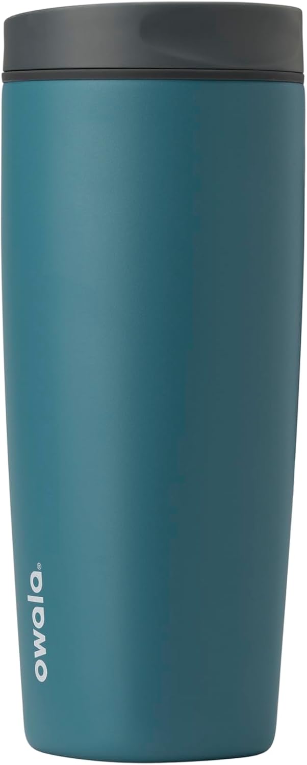 SmoothSip Slider Insulated Stainless Steel Coffee Tumbler, Reusable Iced Coffee Cup, Hot Coffee Travel Mug, BPA Free 12 oz, Peachy Keen