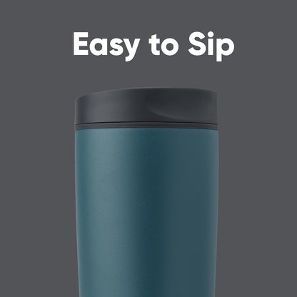 SmoothSip Slider Insulated Stainless Steel Coffee Tumbler, Reusable Iced Coffee Cup, Hot Coffee Travel Mug, BPA Free 12 oz, Peachy Keen