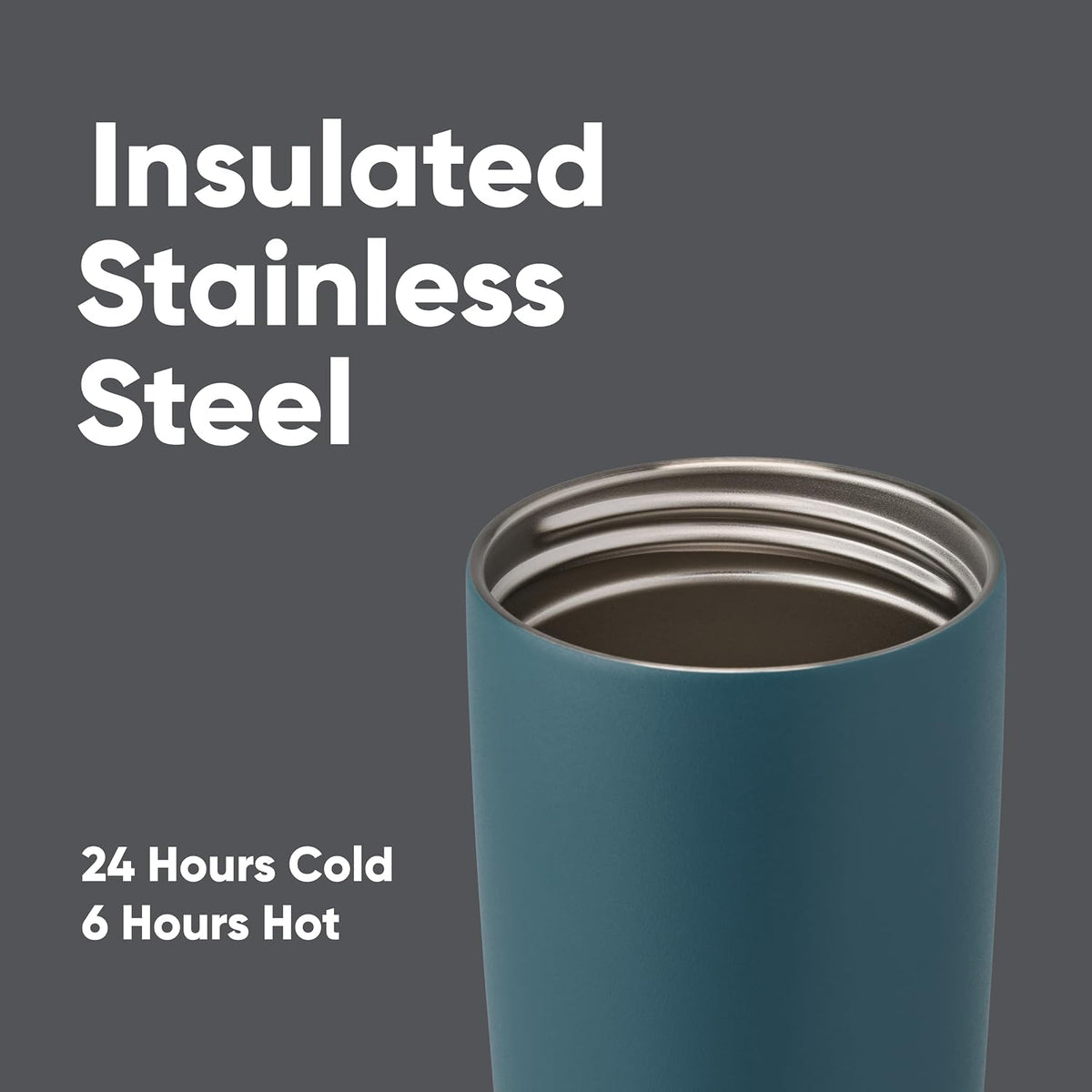 SmoothSip Slider Insulated Stainless Steel Coffee Tumbler, Reusable Iced Coffee Cup, Hot Coffee Travel Mug, BPA Free 12 oz, Peachy Keen