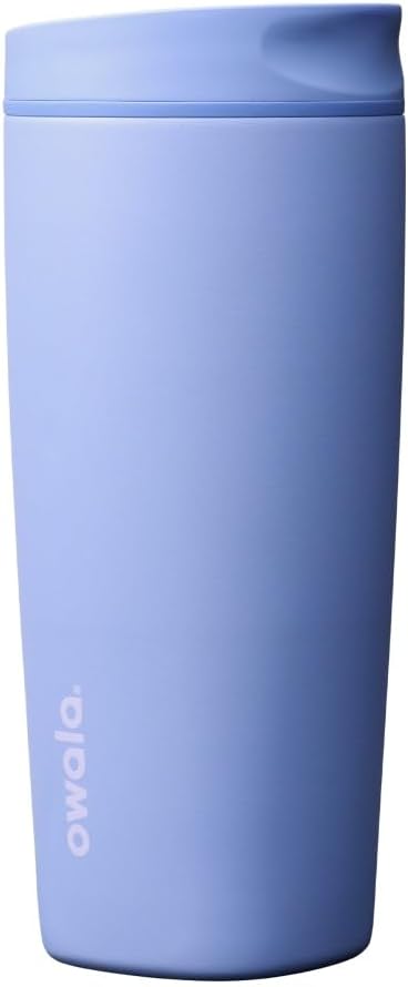 SmoothSip Slider Insulated Stainless Steel Coffee Tumbler, Reusable Iced Coffee Cup, Hot Coffee Travel Mug, BPA Free 12 oz, Peachy Keen