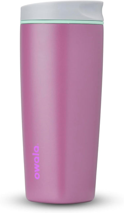 SmoothSip Slider Insulated Stainless Steel Coffee Tumbler, Reusable Iced Coffee Cup, Hot Coffee Travel Mug, BPA Free 12 oz, Peachy Keen