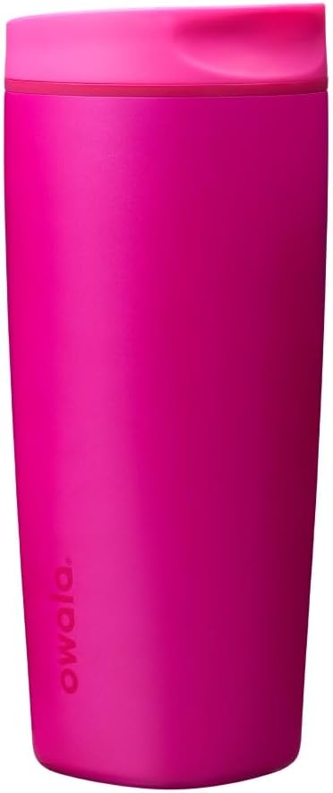 SmoothSip Slider Insulated Stainless Steel Coffee Tumbler, Reusable Iced Coffee Cup, Hot Coffee Travel Mug, BPA Free 12 oz, Peachy Keen