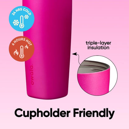 SmoothSip Slider Insulated Stainless Steel Coffee Tumbler, Reusable Iced Coffee Cup, Hot Coffee Travel Mug, BPA Free 12 oz, Peachy Keen