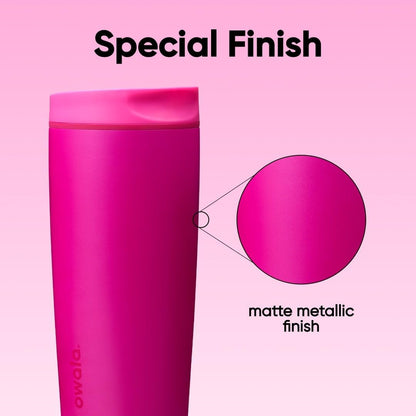 SmoothSip Slider Insulated Stainless Steel Coffee Tumbler, Reusable Iced Coffee Cup, Hot Coffee Travel Mug, BPA Free 12 oz, Peachy Keen