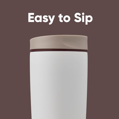 SmoothSip Slider Insulated Stainless Steel Coffee Tumbler, Reusable Iced Coffee Cup, Hot Coffee Travel Mug, BPA Free 12 oz, Peachy Keen