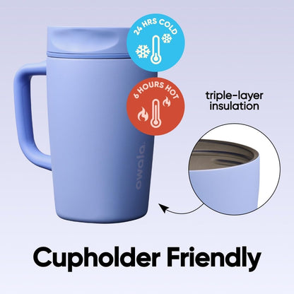 SmoothSip Slider Insulated Stainless Steel Coffee Tumbler, Reusable Iced Coffee Cup, Hot Coffee Travel Mug, BPA Free 12 oz, Peachy Keen