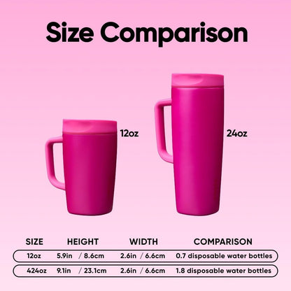SmoothSip Slider Insulated Stainless Steel Coffee Tumbler, Reusable Iced Coffee Cup, Hot Coffee Travel Mug, BPA Free 12 oz, Peachy Keen