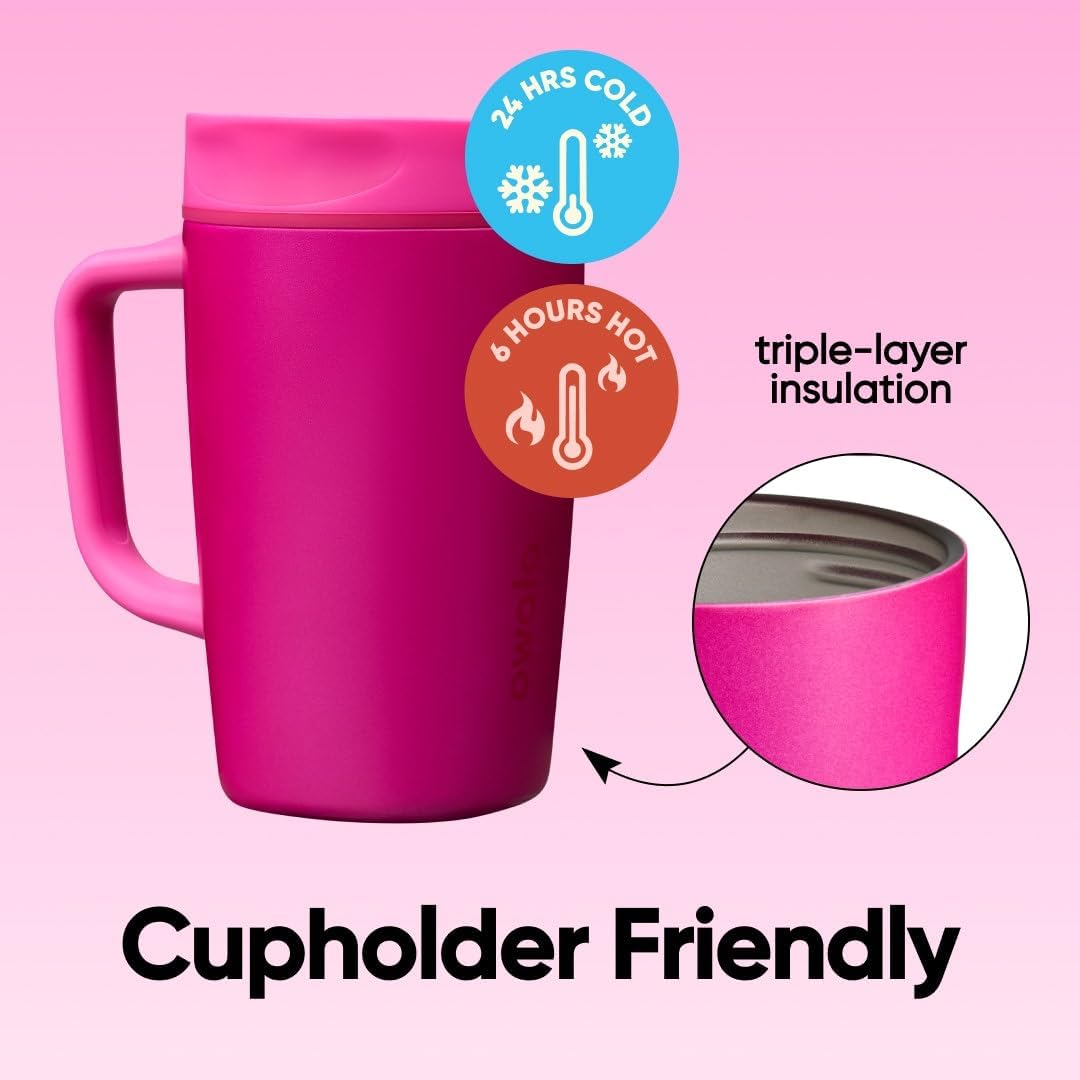 SmoothSip Slider Insulated Stainless Steel Coffee Tumbler, Reusable Iced Coffee Cup, Hot Coffee Travel Mug, BPA Free 12 oz, Peachy Keen