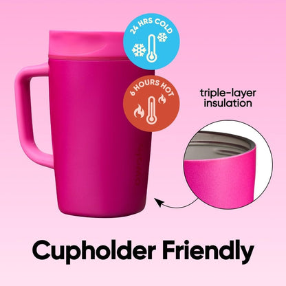 SmoothSip Slider Insulated Stainless Steel Coffee Tumbler, Reusable Iced Coffee Cup, Hot Coffee Travel Mug, BPA Free 12 oz, Peachy Keen