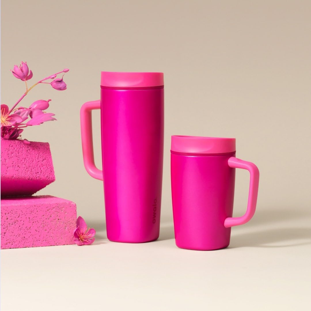 SmoothSip Slider Insulated Stainless Steel Coffee Tumbler, Reusable Iced Coffee Cup, Hot Coffee Travel Mug, BPA Free 12 oz, Peachy Keen