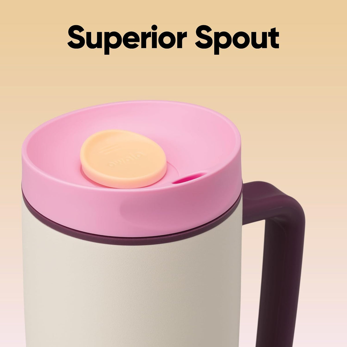 SmoothSip Slider Insulated Stainless Steel Coffee Tumbler, Reusable Iced Coffee Cup, Hot Coffee Travel Mug, BPA Free 12 oz, Peachy Keen