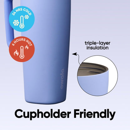 SmoothSip Slider Insulated Stainless Steel Coffee Tumbler, Reusable Iced Coffee Cup, Hot Coffee Travel Mug, BPA Free 12 oz, Peachy Keen