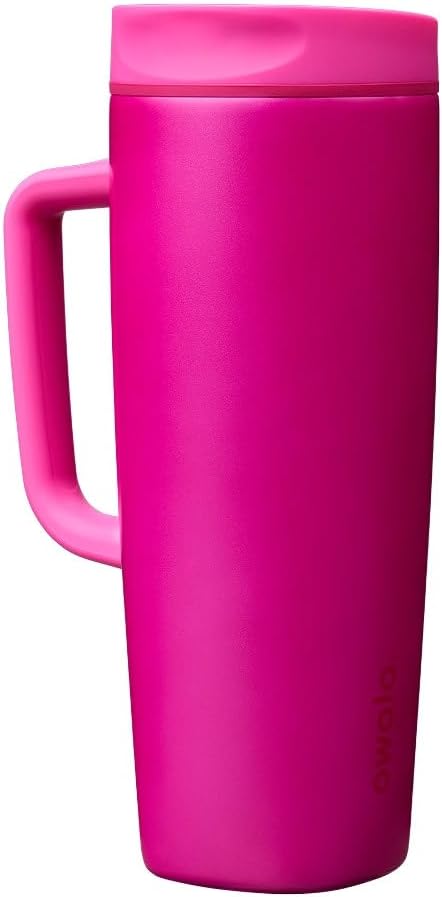 SmoothSip Slider Insulated Stainless Steel Coffee Tumbler, Reusable Iced Coffee Cup, Hot Coffee Travel Mug, BPA Free 12 oz, Peachy Keen