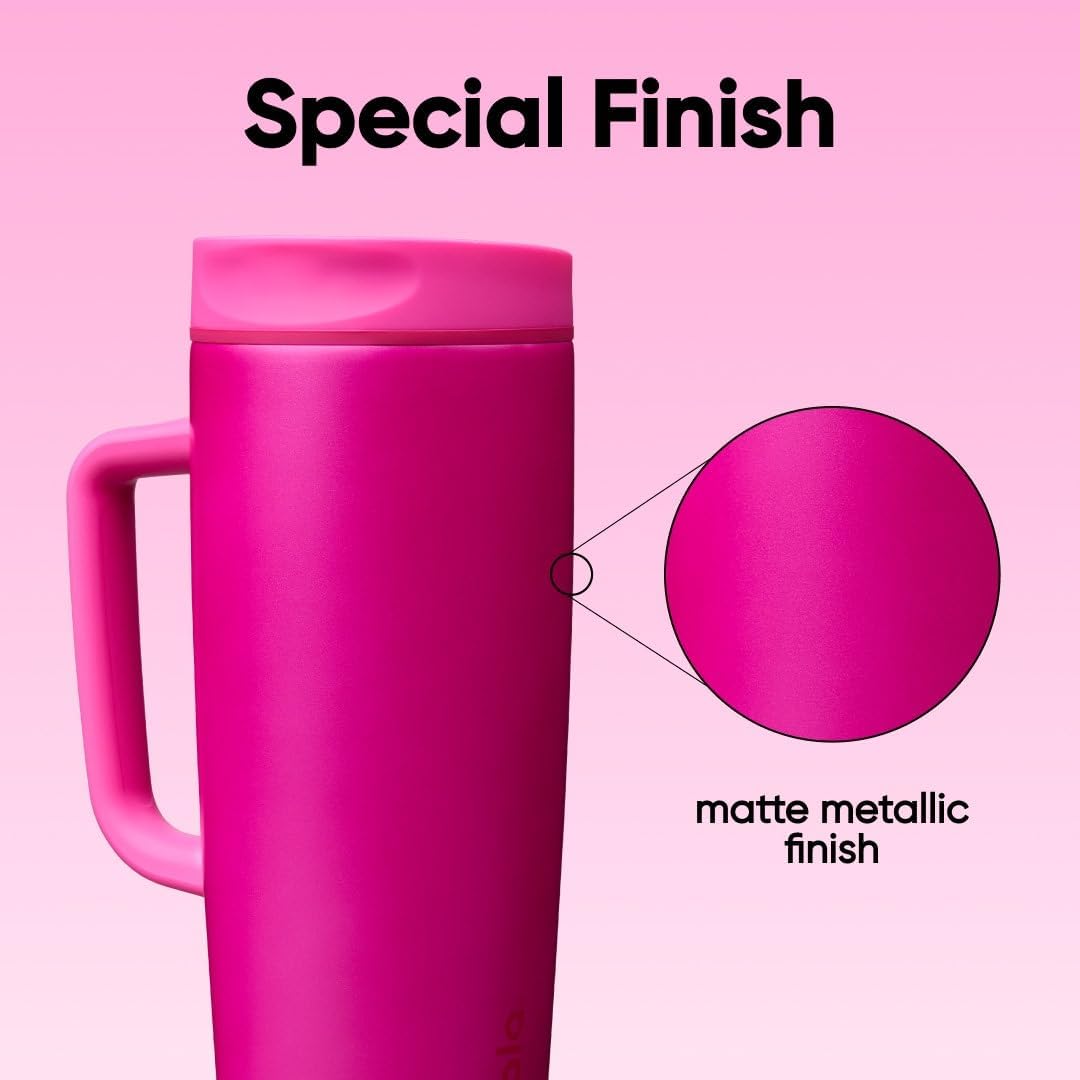 SmoothSip Slider Insulated Stainless Steel Coffee Tumbler, Reusable Iced Coffee Cup, Hot Coffee Travel Mug, BPA Free 12 oz, Peachy Keen