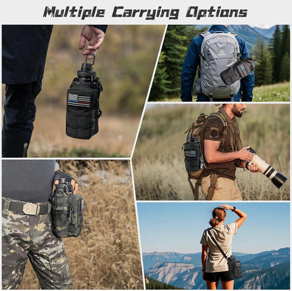 32 oz Insulated Water Bottle with Sleeve - Tactical Stainless Steel Gym Water Bottles for Men, Sports Water Bottle for Hiking Camping Outdoor with Camo Pouch