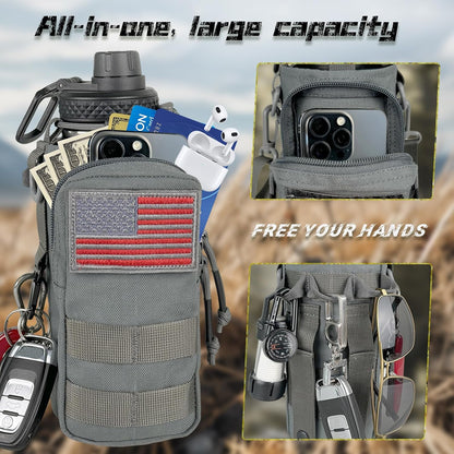 32 oz Insulated Water Bottle with Sleeve - Tactical Stainless Steel Gym Water Bottles for Men, Sports Water Bottle for Hiking Camping Outdoor with Camo Pouch