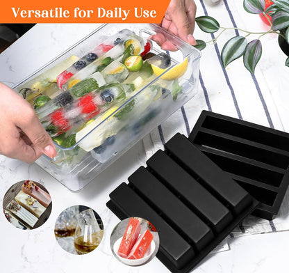 Silicone Water Bottle Ice Cube Trays Mold Set of 2, Easy Release Long Ice Cube Sticks For Cocktail and Whisky