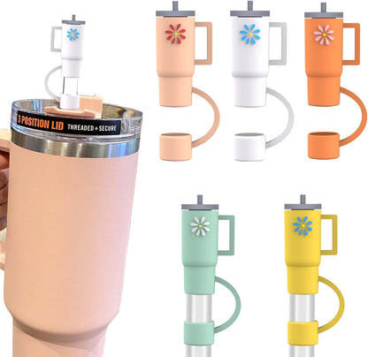 5Pcs Silicone Straw Cover Cap Compatible with 30&40 Oz Tumblers, Straw Tip Covers for Cups Accessories