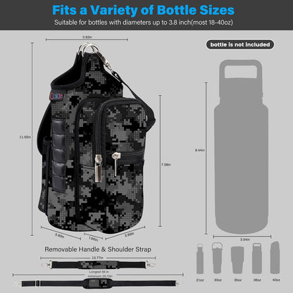 Magnetic Gym Bag Water Bottle Carrier Holder with Phone Pockets & Shoulder Strap,Gym Magnetic Bag 5 Built-in Magnets Gym Accessories Organizer Sling Bottle Bag Pouch Sleeve