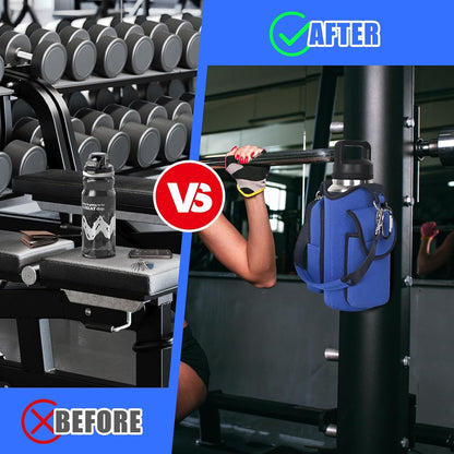 Magnetic Gym Bag Water Bottle Carrier Holder with Phone Pockets & Shoulder Strap,Gym Magnetic Bag 5 Built-in Magnets Gym Accessories Organizer Sling Bottle Bag Pouch Sleeve