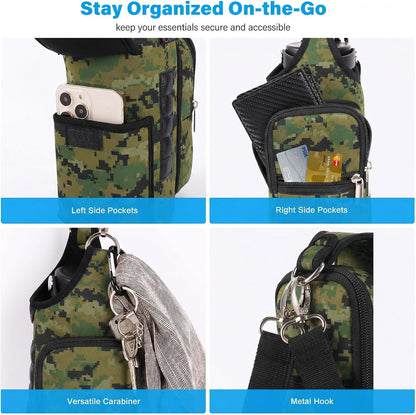 Magnetic Gym Bag Water Bottle Carrier Holder with Phone Pockets & Shoulder Strap,Gym Magnetic Bag 5 Built-in Magnets Gym Accessories Organizer Sling Bottle Bag Pouch Sleeve