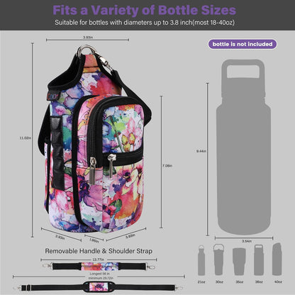 Magnetic Gym Bag Water Bottle Carrier Holder with Phone Pockets & Shoulder Strap,Gym Magnetic Bag 5 Built-in Magnets Gym Accessories Organizer Sling Bottle Bag Pouch Sleeve