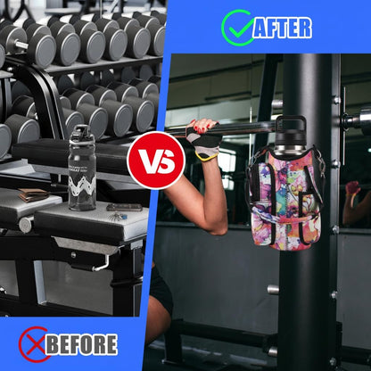 Magnetic Gym Bag Water Bottle Carrier Holder with Phone Pockets & Shoulder Strap,Gym Magnetic Bag 5 Built-in Magnets Gym Accessories Organizer Sling Bottle Bag Pouch Sleeve