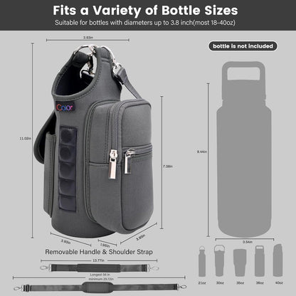 Magnetic Gym Bag Water Bottle Carrier Holder with Phone Pockets & Shoulder Strap,Gym Magnetic Bag 5 Built-in Magnets Gym Accessories Organizer Sling Bottle Bag Pouch Sleeve